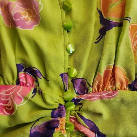 GFT Donna SpA Gruppo Ungaro Paralelle Vintage Green Floral top - Picture 3 of 5